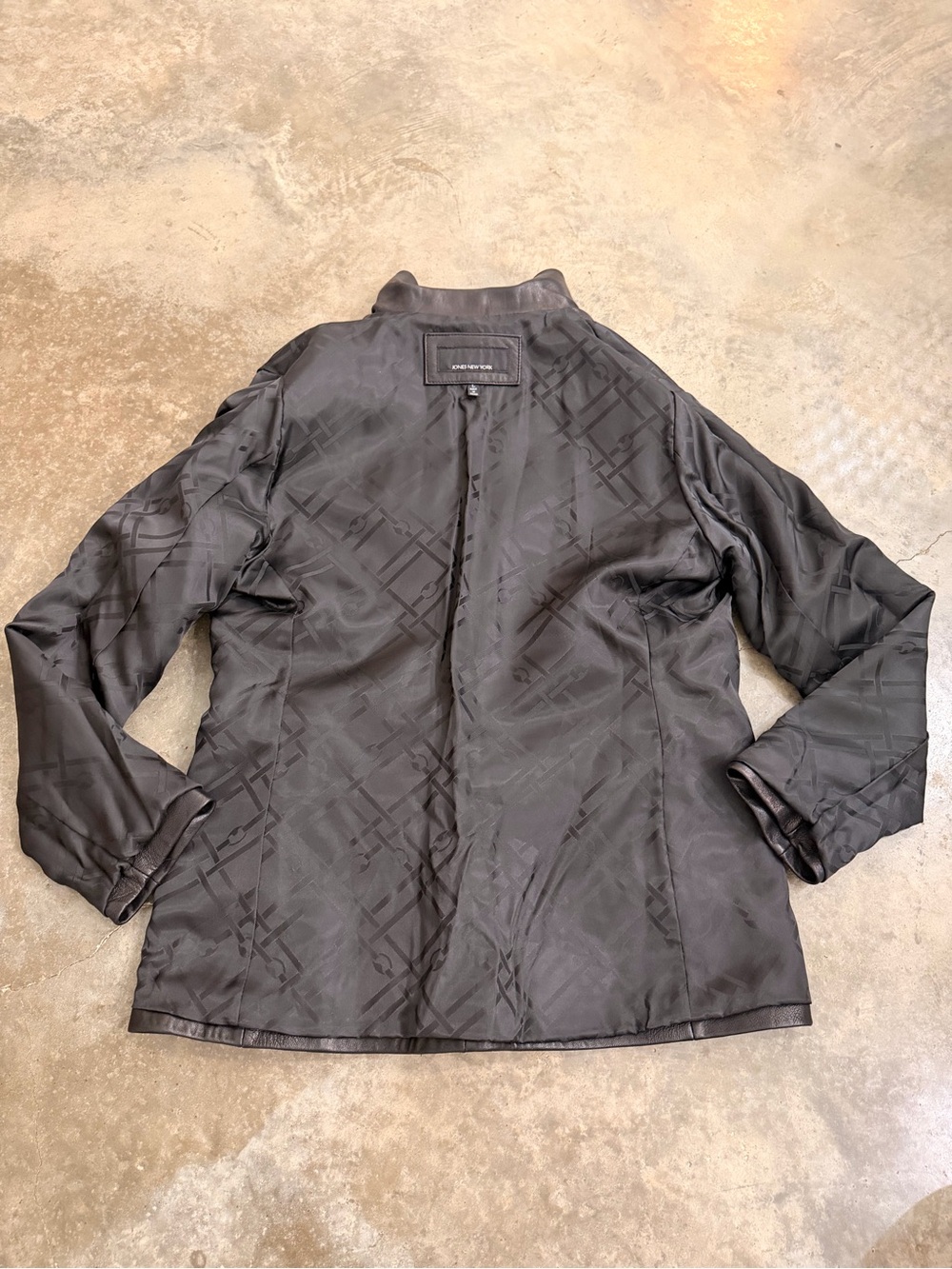 Jones New York Genuine Leather Blazer Jacket Black L Fall Winter Capsule Classic - Picture 8 of 13